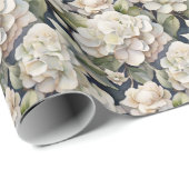 Elegant ivoor roze groen navy waterverf floral cadeaupapier (Rol Hoek)