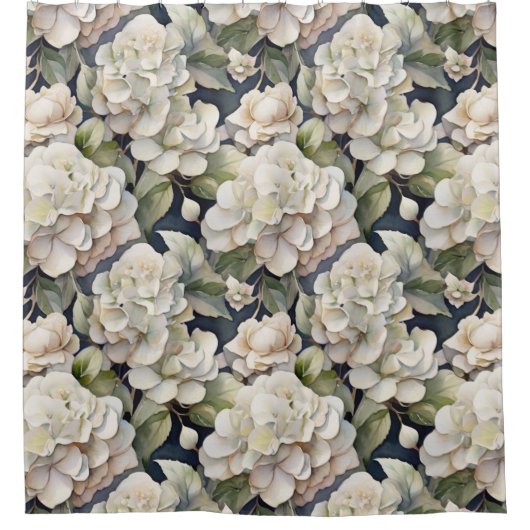 Elegant ivoor roze groen navy waterverf floral douchegordijn (Voorkant)