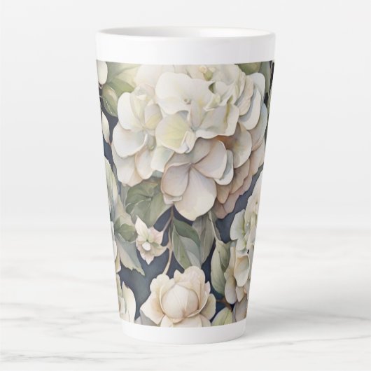 Elegant ivoor roze groen navy waterverf floral latte mok (Voorkant)
