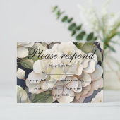 Elegant ivoor roze groen navy waterverf floral RSVP kaartje (Staand voorkant)