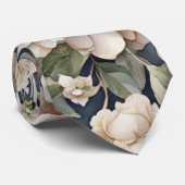 Elegant ivoor roze groen navy waterverf floral stropdas (Opgerold)