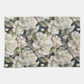Elegant ivoor roze groen navy waterverf floral theedoek (Horizontaal)