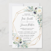 Elegant Ivoor Rozen Bloemen Eucalyptus Bruiloft Kaart (Voorkant)