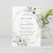 Elegant Ivoor Rozen Bloemen Eucalyptus Bruiloft Kaart (Staand voorkant)