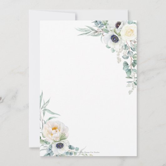 Elegant Ivoor Rozen Bloemen Eucalyptus Bruiloft Kaart (Achterkant)