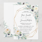 Elegant Ivoor Rozen Bloemen Eucalyptus Bruiloft Kaart (Voorkant / Achterkant)