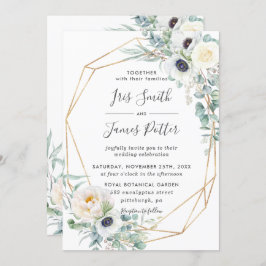 Elegant Ivoor Rozen Bloemen Eucalyptus Bruiloft Kaart