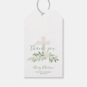 Elegant Ivoor Rozen Cross First Holy Communion Cadeaulabel (Voorkant)