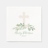 Elegant Ivoor Rozen Cross First Holy Communion Servet (Voorkant)