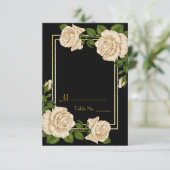 Elegant Ivoor Rozen & Gold Glitter Tafelnummer (Staand voorkant)