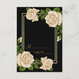 Elegant Ivoor Rozen & Gold Glitter Tafelnummer