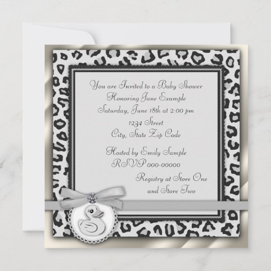 Elegant ivoor rubber eend Baby shower Kaart (Achterkant)