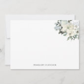 Elegant Ivoor Sage Aquarel Bloemen Notitiekaartje (Voorkant)