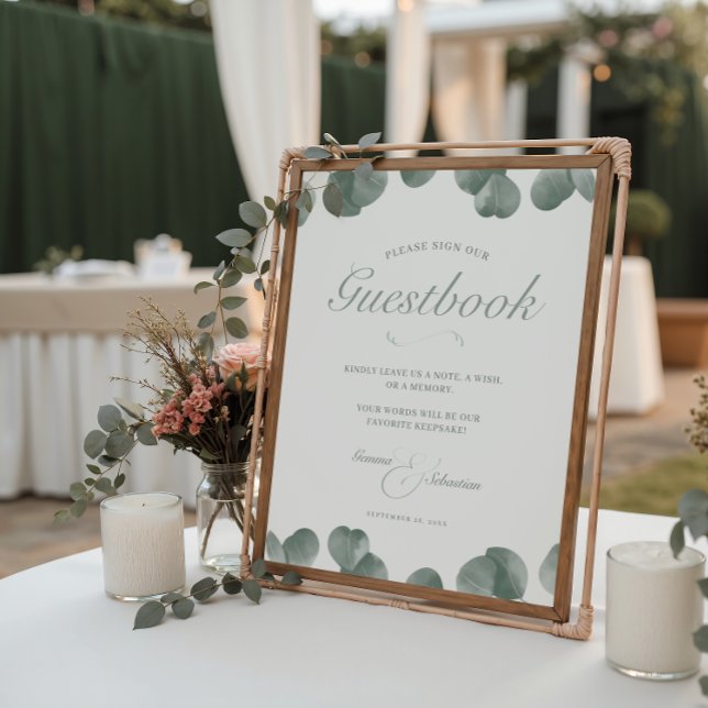 Elegant Ivoor & Sage Fall Wedding Guestbook Print (Creator heeft geüpload)