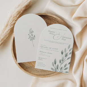 Elegant Ivoor & Sage Herfst Botanische Trouwboog Kaart