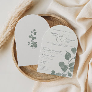 Elegant Ivoor & Sage Herfst Botanische Trouwboog Kaart