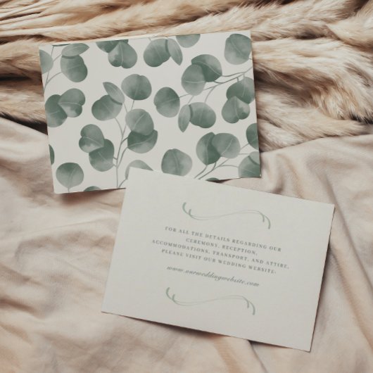 Elegant ivoor & salie Herfst Botanische bruiloft D Informatiekaartje