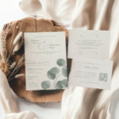 Elegant ivoor & salie Herfst Botanische bruiloft D Informatiekaartje