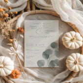 Elegant ivoor & salie Herfst Botanische bruiloft Kaart