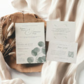 Elegant ivoor & salie Herfst Botanische bruiloft RSVP Kaartje