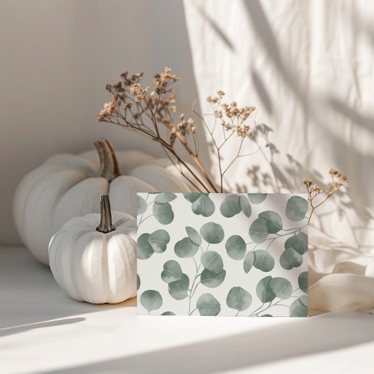 Elegant ivoor & salie Herfst Botanische bruiloft RSVP Kaartje