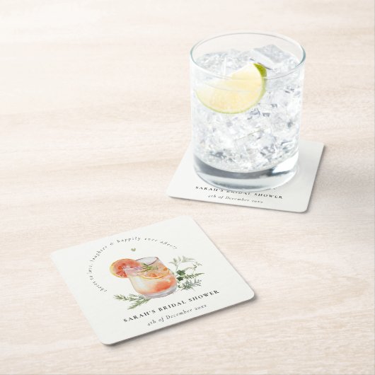 Elegant Ivoor Sinaasappel Groen Cocktail Vrijgezel Kartonnen Onderzetters (Insitu)