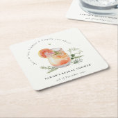 Elegant Ivoor Sinaasappel Groen Cocktail Vrijgezel Kartonnen Onderzetters (Schuin)