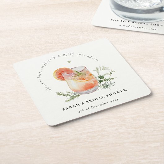 Elegant Ivoor Sinaasappel Groen Cocktail Vrijgezel Kartonnen Onderzetters (Schuin)