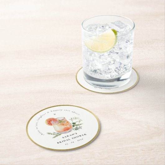 Elegant Ivoor Sinaasappel Groen Cocktail Vrijgezel Ronde Kartonnen Onderzetter (Insitu)