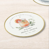 Elegant Ivoor Sinaasappel Groen Cocktail Vrijgezel Ronde Kartonnen Onderzetter (Gebogen)