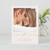 Elegant Ivoor Taupe Foto Bruiloft Save The Date (Staand voorkant)