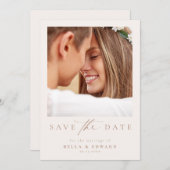 Elegant Ivoor Taupe Foto Bruiloft Save The Date (Voorkant / Achterkant)