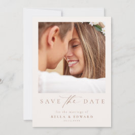 Elegant Ivoor Taupe Foto Bruiloft Save The Date