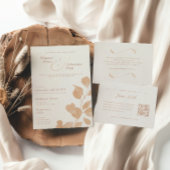 Elegant Ivoor & Terracotta Herfst Botanische bruil Informatiekaartje