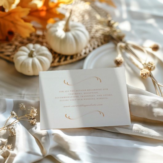 Elegant Ivoor & Terracotta Herfst Botanische bruil Informatiekaartje