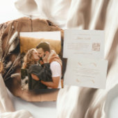 Elegant Ivoor & Terracotta Herfst Fotobruiloft Kaart