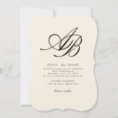 Elegant Ivoor Trouwmonogram Kaart (Voorkant)