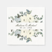 Elegant ivoor Waterverf Floral Sage Green Wedding Servet (Voorkant)