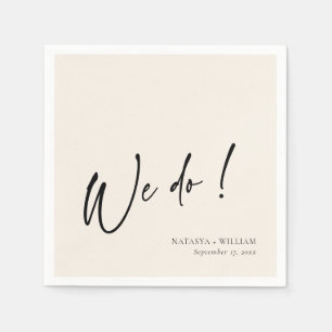 Elegant ivoor "We Do" gepersonaliseerde bruiloft s Servet