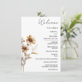 Elegant Ivoor Wildflower Trouwprogramma Kaart (Staand voorkant)