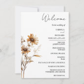 Elegant Ivoor Wildflower Trouwprogramma Kaart (Voorkant)