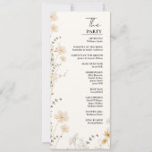 Elegant Ivoor Wildflower Trouwprogramma Kaart (Achterkant)