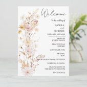 Elegant Ivoor Wildflower Trouwprogramma Kaart (Staand voorkant)