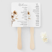 Elegant Ivoor Wildflower Trouwprogramma Kaart Handwaaier (Voorkant en achterkant)