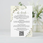 Elegant Ivoor Wit Bloemen Bruiloft Details QR Code Informatiekaartje (Staand voorkant)