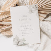 Elegant Ivoor & Wit Bloemen Bruiloft Kaart