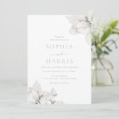 Elegant Ivoor & Wit Bloemen Bruiloft Kaart (Staand voorkant)