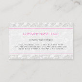 Elegant Ivoor Wit Bloemen Damasks Embossed Effect Visitekaartje (Achterkant)