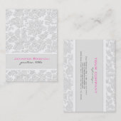 Elegant Ivoor Wit Bloemen Damasks Embossed Effect Visitekaartje (Voorkant / Achterkant)