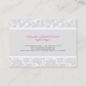 Elegant Ivoor Wit Bloemen Damasks Embossed Effect Visitekaartje (Achterkant)